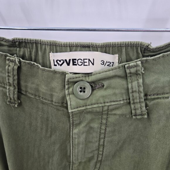 Lovegen Green Cargo Ulility Military Style Pants Size 3/27 Juniors - Picture 3 of 15